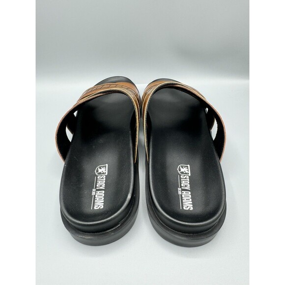 STACY ADAMS Men's Mondo Cross Strap Open Toe Slide Sandals, Size 12M, Cognac - Picture 10 of 11